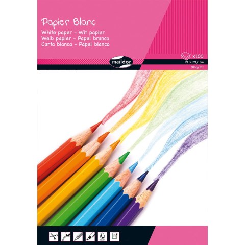Blok papieru Białego A4, 90 g, 100 ark. Blok papieru Białego A4, 90 g, 100 ark.