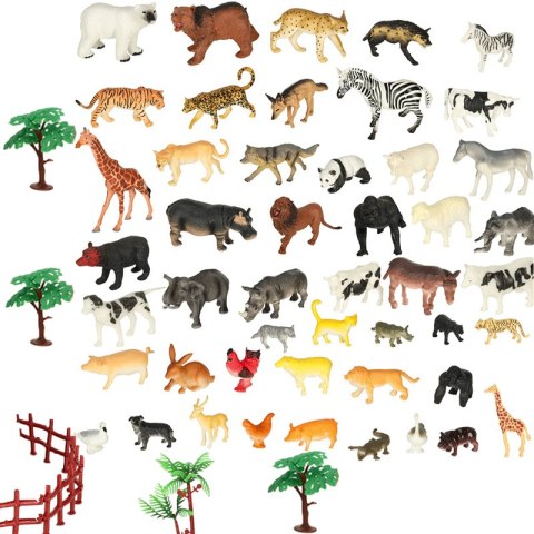 Figurki zwierzęta zoo zestaw do zabawy 59 el. Figurki zwierzęta zoo zestaw do zabawy 59 el.