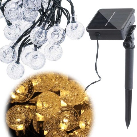 Lampki ogrodowe solarne kulki 7m 50LED ciepły biały Lampki ogrodowe solarne kulki 7m 50LED ciepły biały