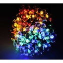 Lampki ogrodowe solarne kwiatki 7m 50LED multikolor