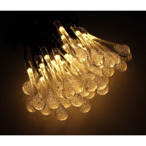 Lampki solarne ogrodowe łezki 6,5m 30LED ciepły biały Lampki solarne ogrodowe łezki 6,5m 30LED ciepły biały