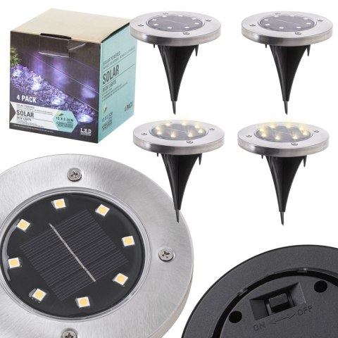 Lampy ogrodowe solarne najazdowe gruntowe 8LED 4szt. zimny biały Lampy ogrodowe solarne najazdowe gruntowe 8LED 4szt. zimny biały