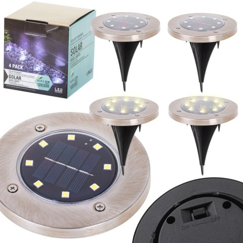 Lampy solarne gruntowe najazdowe ogrodowe 8LED 4szt. ciepły biały Lampy solarne gruntowe najazdowe ogrodowe 8LED 4szt. ciepły biały