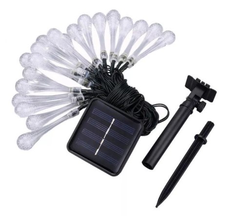 Girlanda solarna świecące lampki LED sople krople świąteczna choinkowa ciepły biały Girlanda solarna świecące lampki LED sople krople świąteczna choinkowa ciepły biały