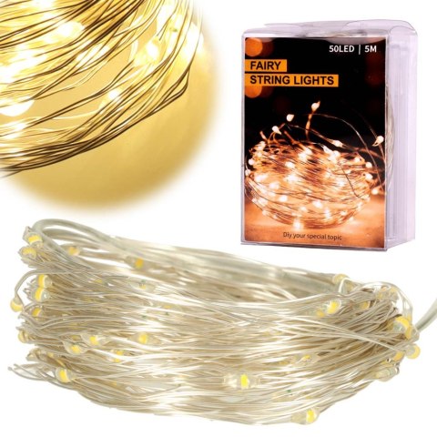 Lampki LED druciki dekoracyjne 5m 50LED świąteczne choinkowe ciepły biały Lampki LED druciki dekoracyjne 5m 50LED świąteczne choinkowe ciepły biały