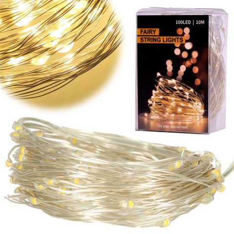 Lampki LED druciki dekoracyjne świąteczne choinkowe 10m 100LED ciepły biały Lampki LED druciki dekoracyjne świąteczne choinkowe 10m 100LED ciepły biały