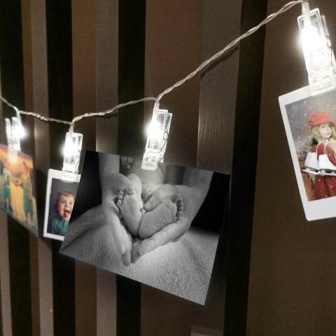 Lampki LED klamerki klipsy spinacze na zdjęcia 1,5m 10LED ciepły biały na baterie Lampki LED klamerki klipsy spinacze na zdjęcia 1,5m 10LED ciepły biały na baterie