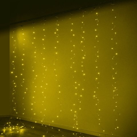 Lampki LED kurtyna girlanda druciki świąteczne choinkowe 3x3m 300LED ciepły biały pilot USB Lampki LED kurtyna girlanda druciki świąteczne choinkowe 3x3m 300LED ciepły biały pilot USB