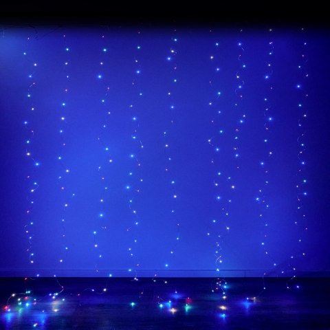 Lampki LED kurtyna girlanda druciki świąteczne choinkowe 3x3m 300LED multikolor pilot USB Lampki LED kurtyna girlanda druciki świąteczne choinkowe 3x3m 300LED multikolor pilot USB