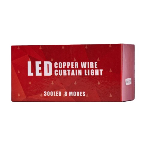 Lampki LED kurtyna girlanda druciki świąteczne choinkowe 3x3m 300LED multikolor pilot USB Lampki LED kurtyna girlanda druciki świąteczne choinkowe 3x3m 300LED multikolor pilot USB