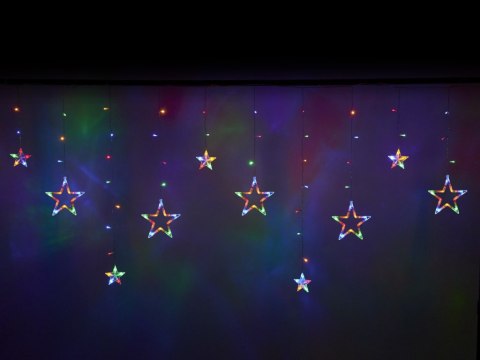 Lampki LED kurtyna gwiazdki świąteczne choinkowe 2,5m 138LED multikolor Lampki LED kurtyna gwiazdki świąteczne choinkowe 2,5m 138LED multikolor