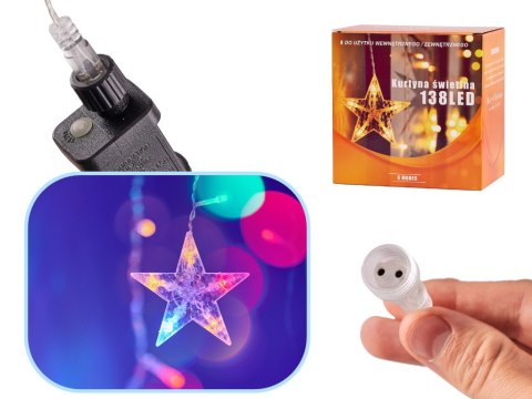 Lampki LED kurtyna gwiazdki świąteczne choinkowe 2,5m 138LED multikolor Lampki LED kurtyna gwiazdki świąteczne choinkowe 2,5m 138LED multikolor