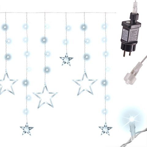 Lampki LED kurtyna gwiazdki świąteczne choinkowe 2,5m 138LED zimny biały 8 trybów świecenia Lampki LED kurtyna gwiazdki świąteczne choinkowe 2,5m 138LED zimny biały 8 trybów świecenia
