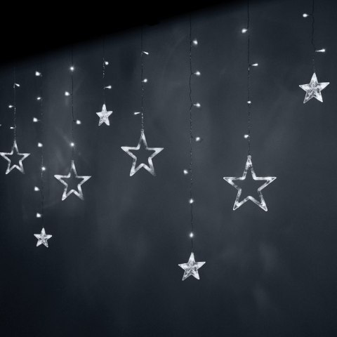 Lampki LED kurtyna gwiazdki świąteczne choinkowe 2,5m 138LED zimny biały 8 trybów świecenia Lampki LED kurtyna gwiazdki świąteczne choinkowe 2,5m 138LED zimny biały 8 trybów świecenia