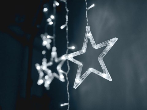 Lampki LED kurtyna gwiazdki świąteczne choinkowe 2,5m 138LED zimny biały 8 trybów świecenia Lampki LED kurtyna gwiazdki świąteczne choinkowe 2,5m 138LED zimny biały 8 trybów świecenia