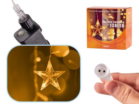 Lampki LED kurtyna księżyc gwiazdy świąteczne choinkowe 2,5m 138LED ciepły biały Lampki LED kurtyna księżyc gwiazdy świąteczne choinkowe 2,5m 138LED ciepły biały