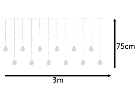 Lampki LED kurtyna kule wiszące świąteczne choinkowe 3m 108LED ciepły biały Lampki LED kurtyna kule wiszące świąteczne choinkowe 3m 108LED ciepły biały