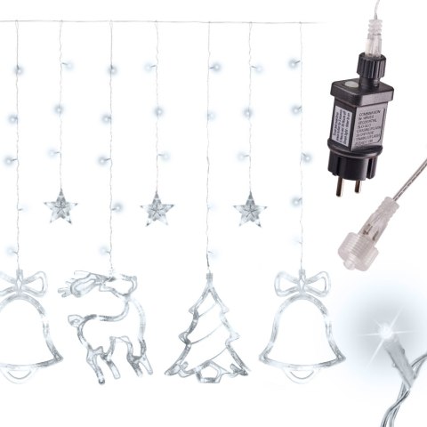 Lampki LED kurtyna renifer 2,5m 138LED świąteczne choinkowe zimny biały ze złączem Lampki LED kurtyna renifer 2,5m 138LED świąteczne choinkowe zimny biały ze złączem