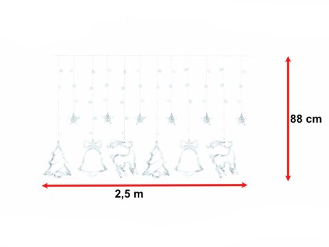 Lampki LED kurtyna renifer 2,5m 138LED świąteczne choinkowe zimny biały ze złączem Lampki LED kurtyna renifer 2,5m 138LED świąteczne choinkowe zimny biały ze złączem