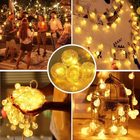 Lampki LED łańcuch kulki ślub wesele 10m 100LED ciepły biały Lampki LED łańcuch kulki ślub wesele 10m 100LED ciepły biały