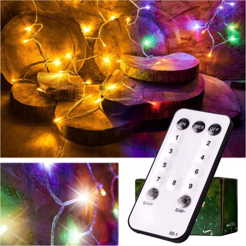 Lampki LED łańcuch lampki choinkowe świąteczne 10m 100LED pilot zasilacz Lampki LED łańcuch lampki choinkowe świąteczne 10m 100LED pilot zasilacz