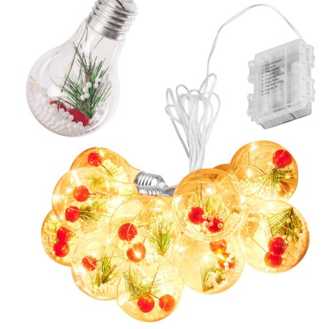 Lampki LED łańcuch na baterie kurtyna lampki choinkowe świąteczne kule z dekoracją 3m 50LED ciepły Lampki LED łańcuch na baterie kurtyna lampki choinkowe świąteczne kule z dekoracją 3m 50LED ciepły
