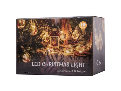 Lampki LED łańcuch na baterie kurtyna lampki choinkowe świąteczne kule z dekoracją 3m 50LED ciepły Lampki LED łańcuch na baterie kurtyna lampki choinkowe świąteczne kule z dekoracją 3m 50LED ciepły