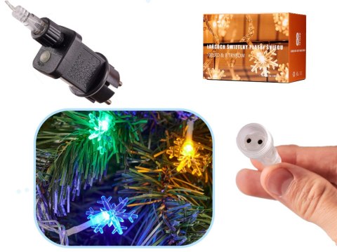 Lampki LED łańcuch płatki śniegu 10m 100LED multikolor 8 trybów świecenia Lampki LED łańcuch płatki śniegu 10m 100LED multikolor 8 trybów świecenia
