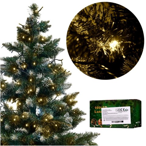 Lampki LED łańcuch świetlny świąteczne choinkowe 10m 100LED ciepły biały 8 trybów świecenia Lampki LED łańcuch świetlny świąteczne choinkowe 10m 100LED ciepły biały 8 trybów świecenia