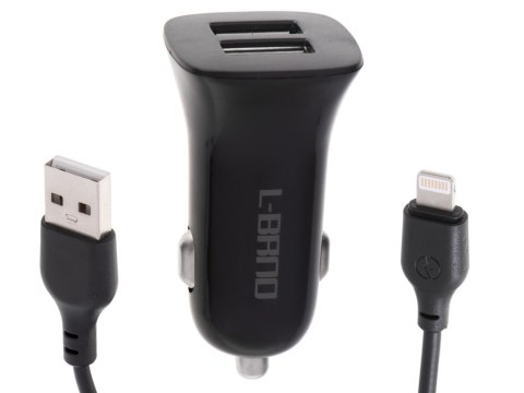Ładowarka samochodowa szybka 2.1A 2x USB + kabel Lightning L-brno Ładowarka samochodowa szybka 2.1A 2x USB + kabel Lightning L-brno