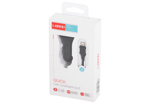 Ładowarka samochodowa szybka 2.1A 2x USB + kabel Lightning L-brno Ładowarka samochodowa szybka 2.1A 2x USB + kabel Lightning L-brno