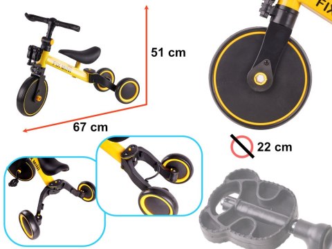 Rowerek Trike Fix Mini biegowy trójkołowy 3w1 z pedałami żółty Rowerek Trike Fix Mini biegowy trójkołowy 3w1 z pedałami żółty