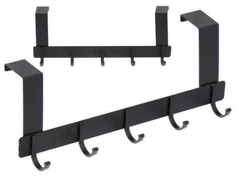 Wieszak haczyk na drzwi ubrania 32cm 5 haków czarny Wieszak haczyk na drzwi ubrania 32cm 5 haków czarny