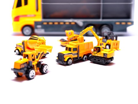 Transporter ciężarówka TIR wyrzutnia + metalowe auta maszyny budowlane Transporter ciężarówka TIR wyrzutnia + metalowe auta maszyny budowlane