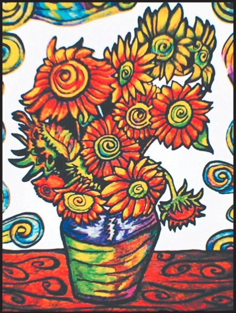 Kolorowanka Van Gogh Słoneczniki w Wazie Kolorowanka Van Gogh Słoneczniki w Wazie