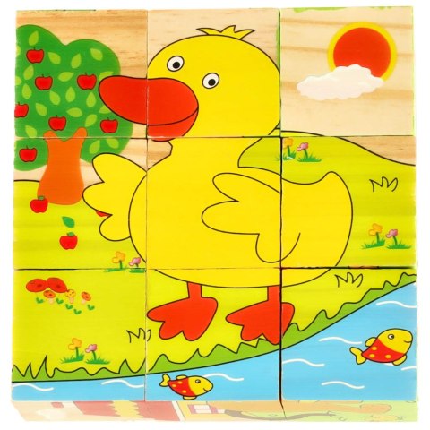 Klocki drewniane edukacyjne puzzle układanka kostki Farma 6w1 9el. Klocki drewniane edukacyjne puzzle układanka kostki Farma 6w1 9el.