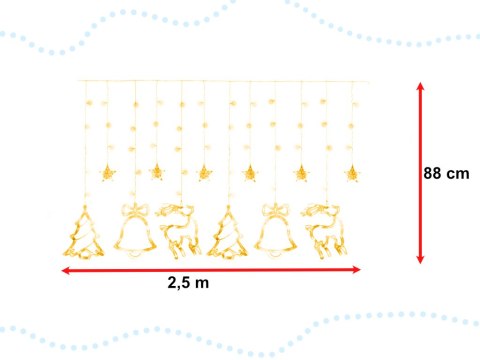 Lampki LED kurtyna renifer 2,5m 138LED ciepły biały ze złączem Lampki LED kurtyna renifer 2,5m 138LED ciepły biały ze złączem