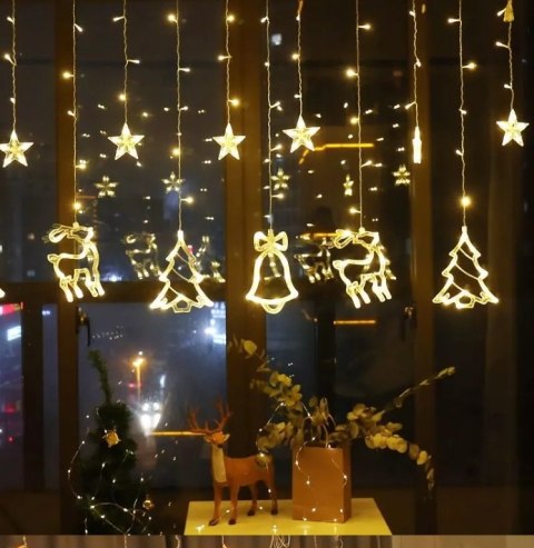 Lampki LED kurtyna renifer 2,5m 138LED ciepły biały ze złączem Lampki LED kurtyna renifer 2,5m 138LED ciepły biały ze złączem