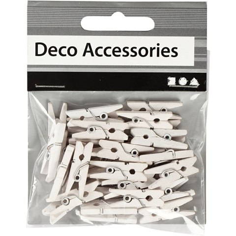 Mini Klamerki 25x3 mm 36 szt. Białe Mini Klamerki 25x3 mm 36 szt. Białe